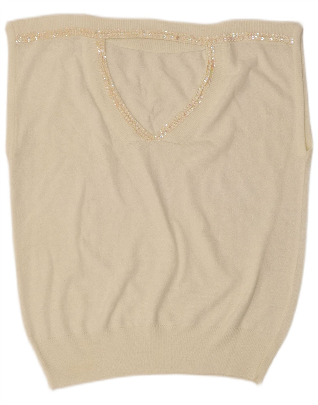 Top feminino colete vintage UK 14 médio off white