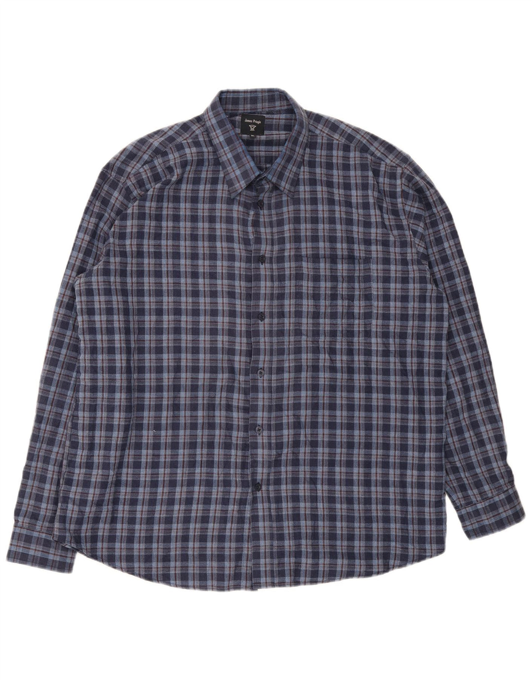 Camisa masculina de flanela James Pringle XL poliéster xadrez azul marinho