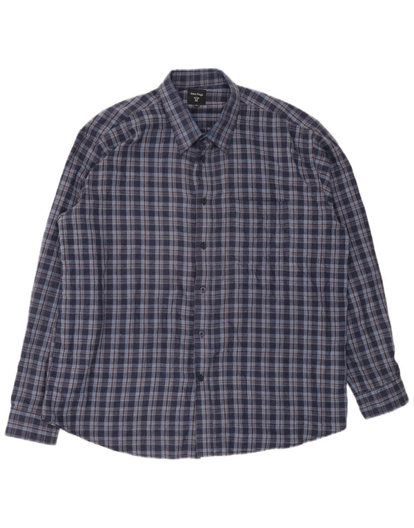 Camisa masculina de flanela James Pringle XL poliéster xadrez azul marinho