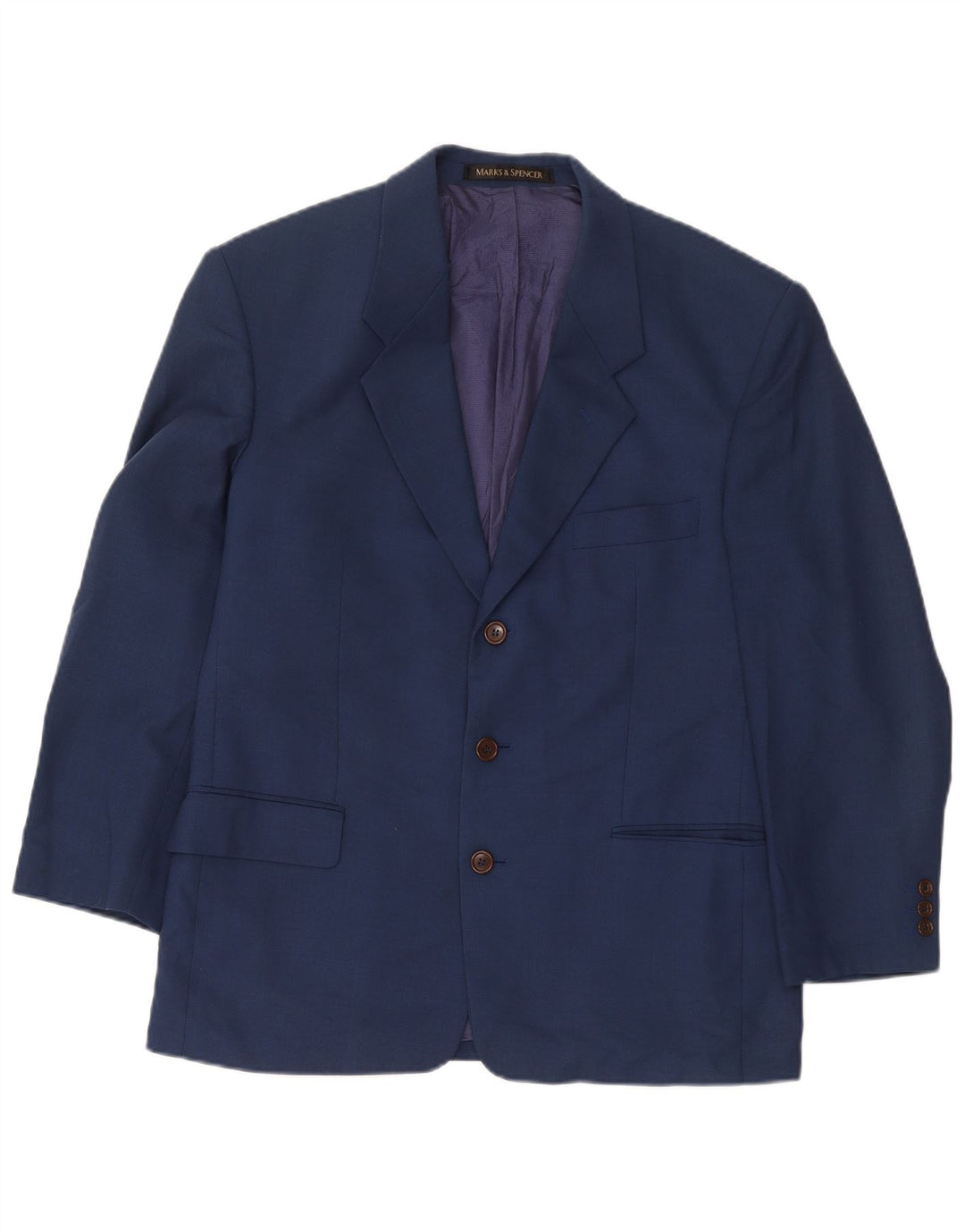 Jaqueta Blazer Masculina Marks & Spencer com 3 Botões Reino Unido 40 Viscose Azul Médio