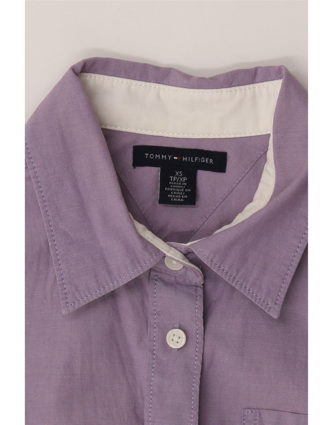 TOMMY HILFIGER Womens Shirt UK 6 XS Purple Cotton Vintage Tommy Hilfiger and Second-Hand Tommy Hilfiger from Messina Hembry 