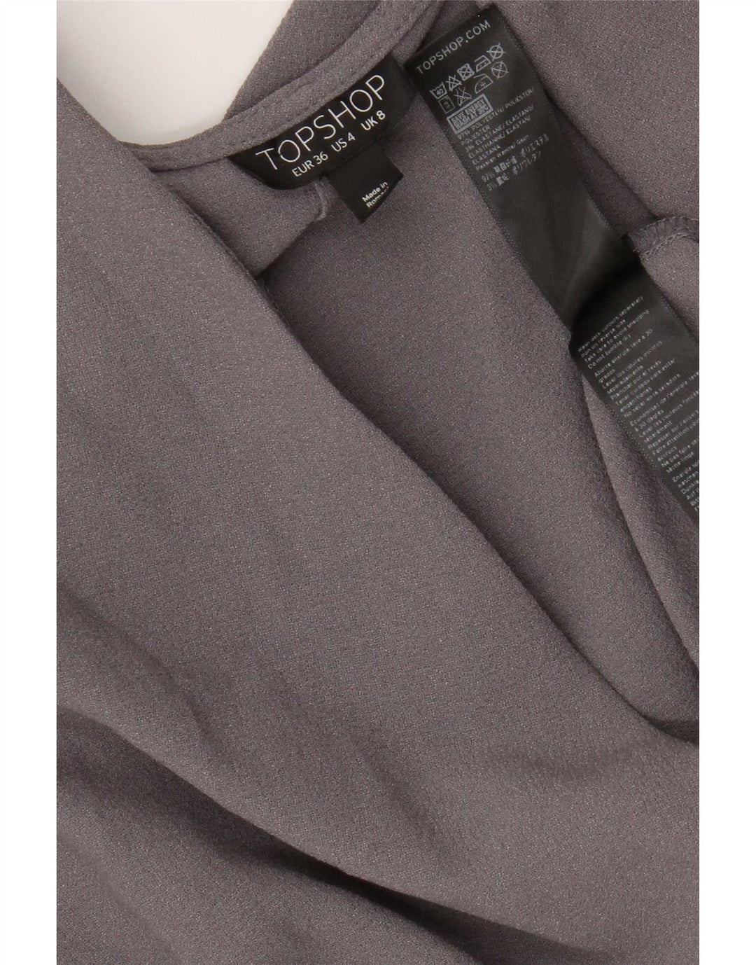 Vestido feminino Topshop Batwing Wrap UK 8 poliéster cinza pequeno