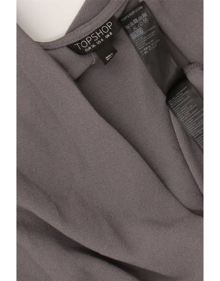 Vestido feminino Topshop Batwing Wrap UK 8 poliéster cinza pequeno