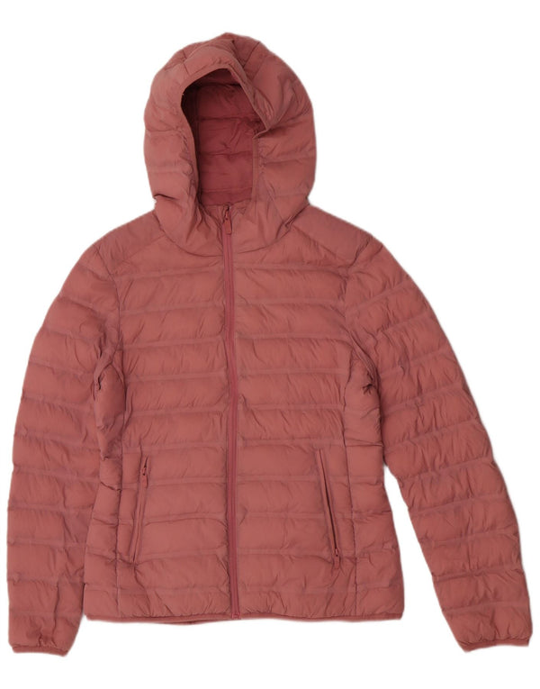 Jaqueta feminina acolchoada com capuz Marks & Spencer Reino Unido 10 pequena poliamida rosa