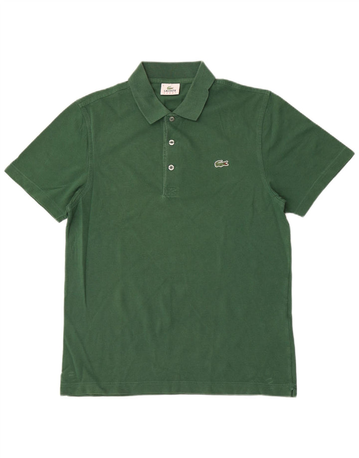 Camisa polo masculina Lacoste tamanho 4 algodão verde médio