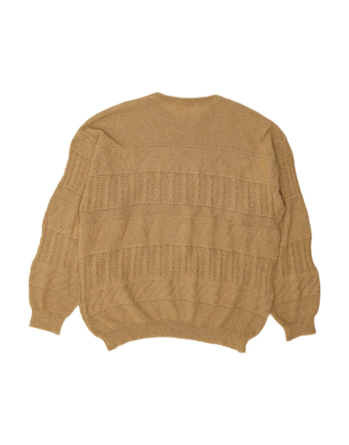 Suéter masculino VINTAGE com gola redonda IT 54 XL algodão bege