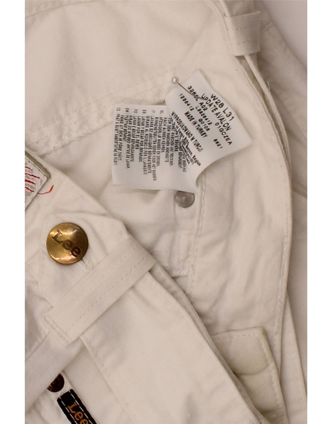 LEE Womens Avalon Straight Casual Trousers W28 L31 White Cotton Vintage Lee and Second-Hand Lee from Messina Hembry 