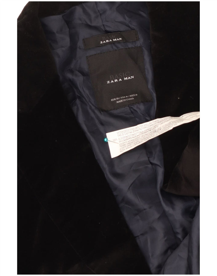 Jaqueta blazer masculina de veludo com 2 botões Zara EU 40 algodão preto médio