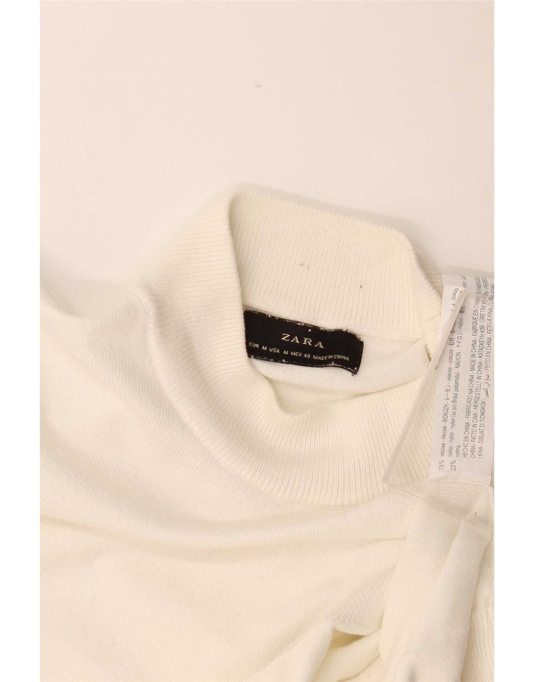 Zara Suéter masculino com gola tartaruga, viscose bege médio