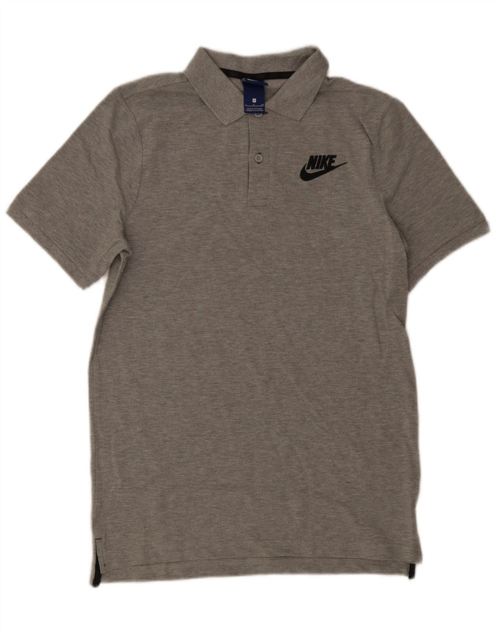 Camisa polo masculina Nike pequena cinza manchada de algodão