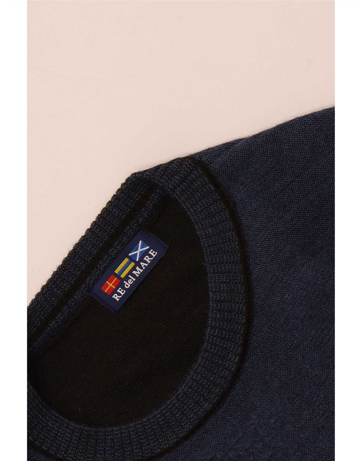Suéter masculino Re Del Mare com gola redonda e listrado azul grande