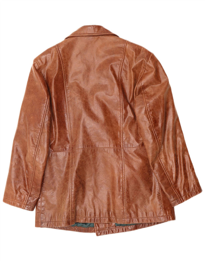 Casaco de couro masculino VINTAGE Reino Unido 38 couro marrom médio