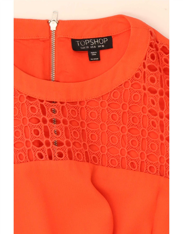 Macacão feminino Topshop de manga curta UK 10 pequeno vermelho