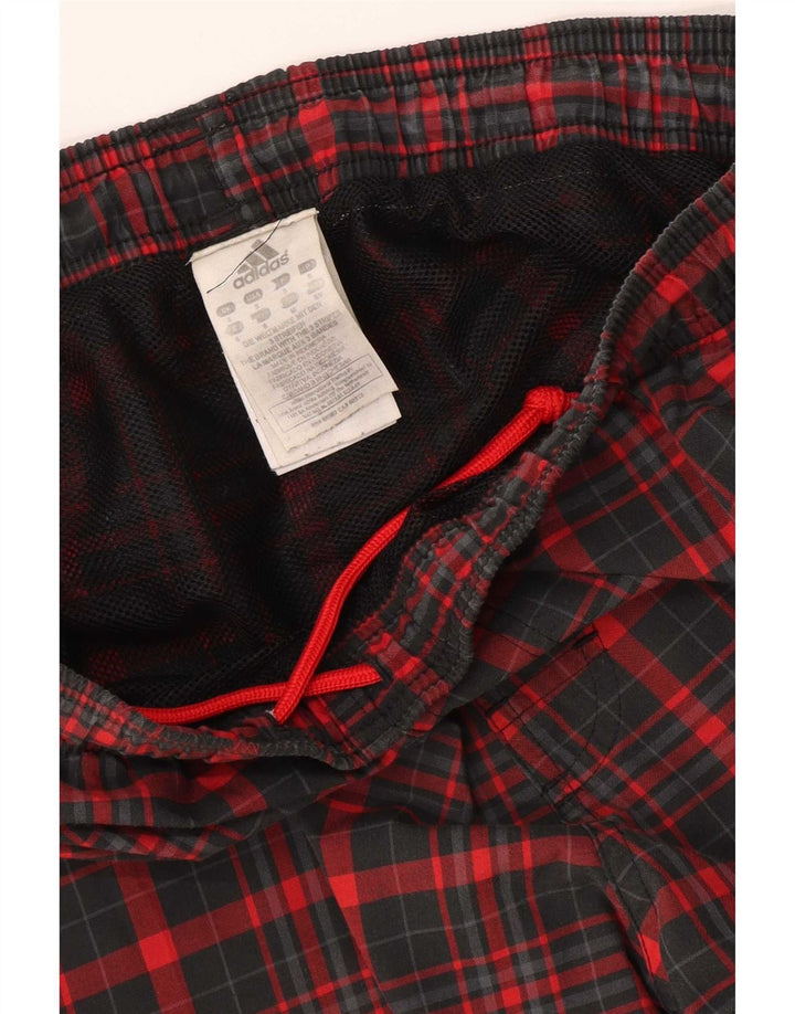 Adidas Mens Sport Shorts Pequeno Poliéster Xadrez Vermelho