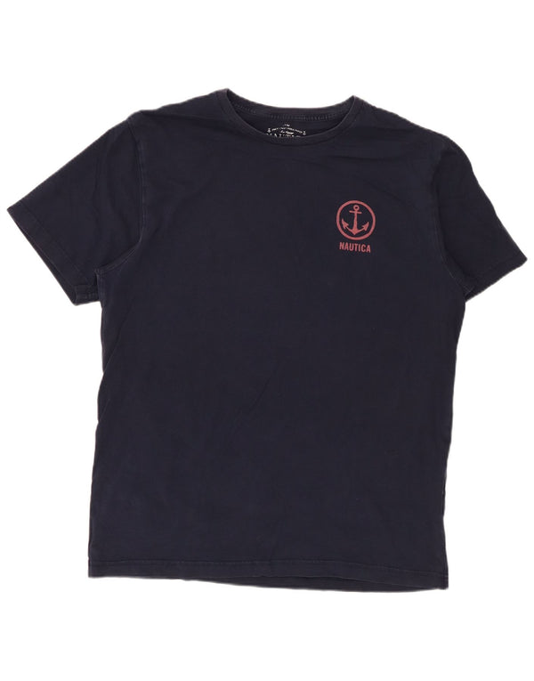 Camiseta gráfica masculina Nautica Top grande algodão azul marinho