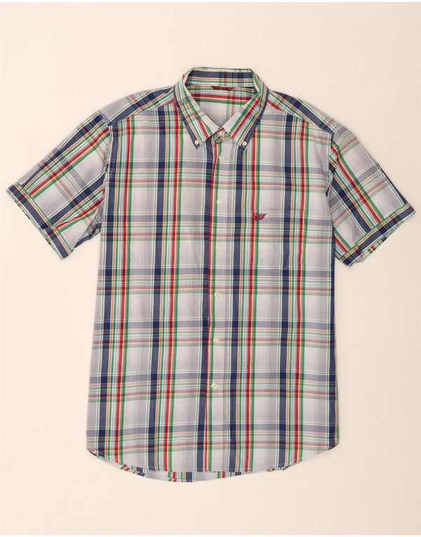 Camisa masculina de manga curta Carrera 2XL algodão xadrez branco