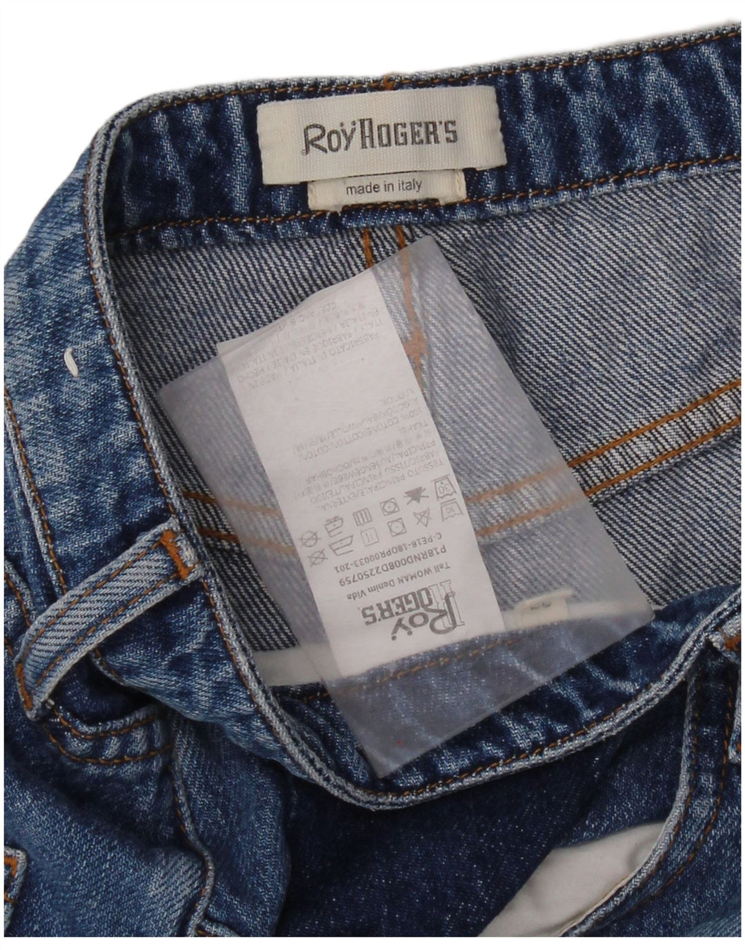Calça jeans feminina Roy Rogers desgastada de cintura alta W27 L29 algodão azul