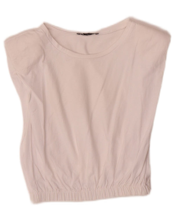 Blusa feminina Zara Top UK 12 algodão branco médio
