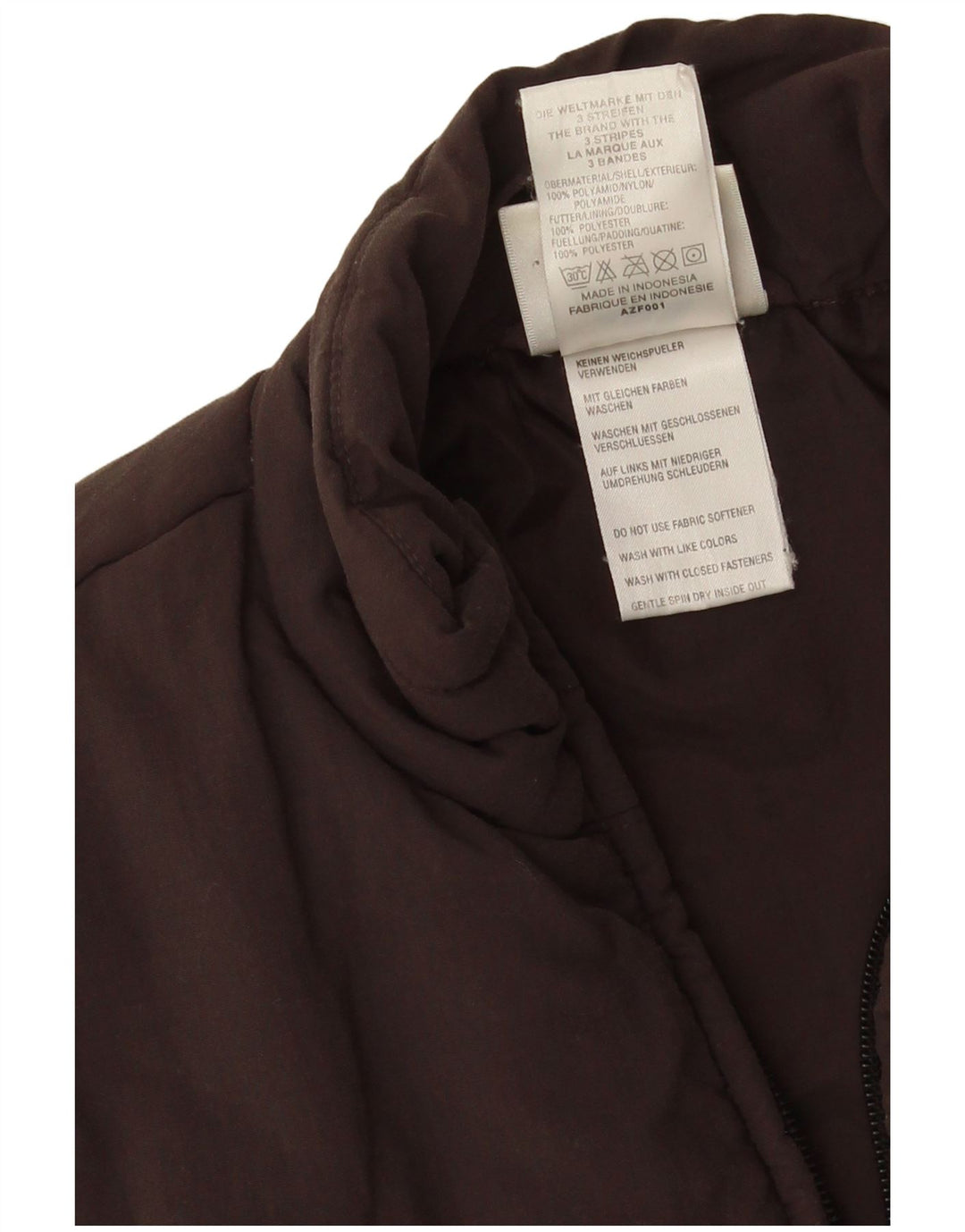 Colete acolchoado feminino Adidas UK 10 pequeno marrom poliamida