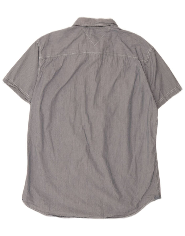 Tommy Hilfiger Camisa masculina de manga curta com ajuste personalizado XL azul xadrez algodão