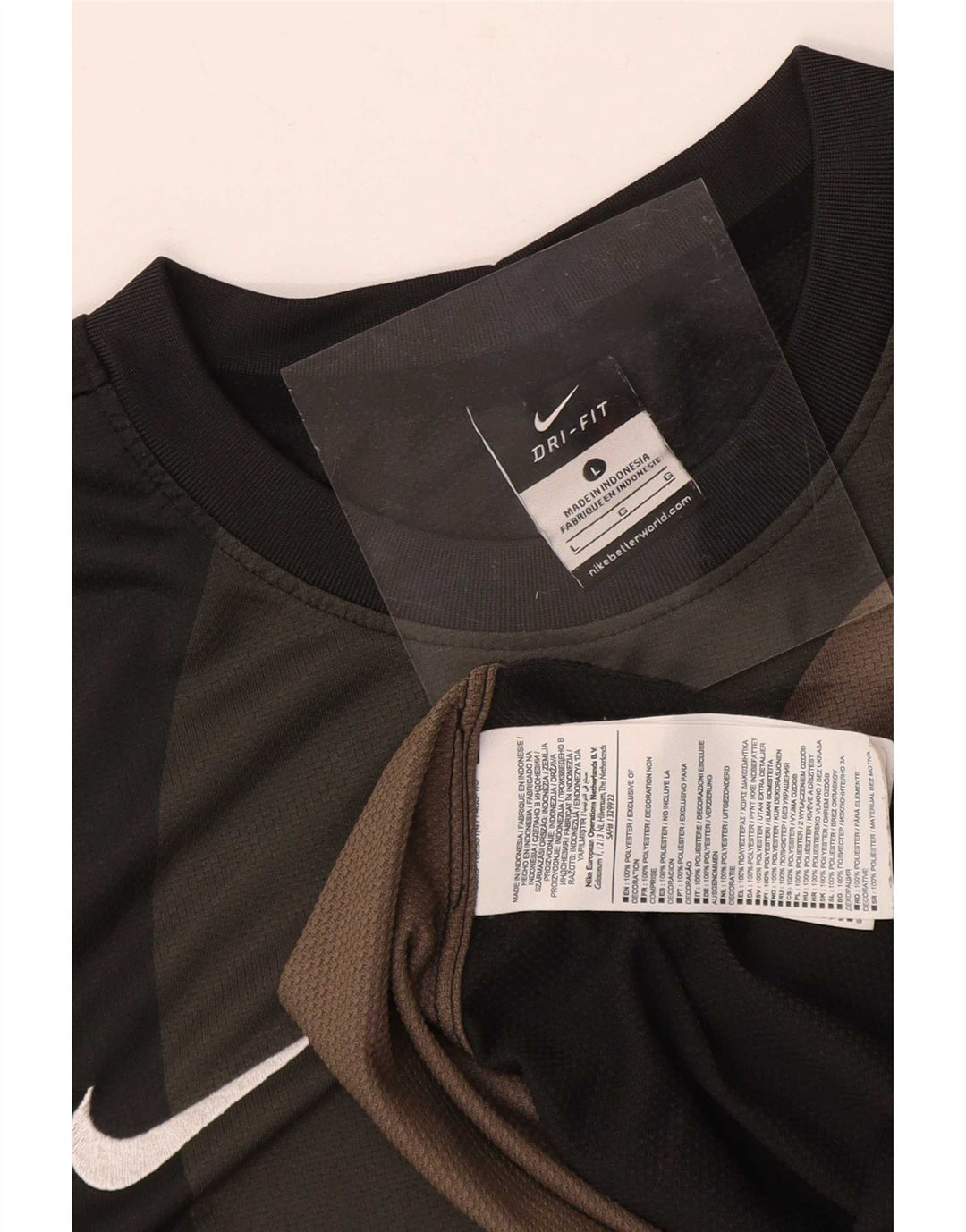 Top gráfico Nike masculino Dri Fit manga comprida grande poliéster preto