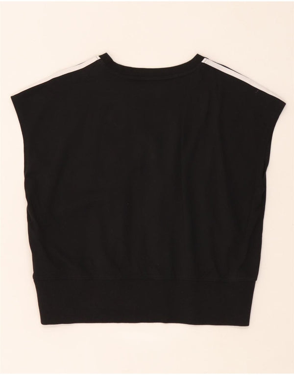 Adidas feminino manga curta moletom jumper UK 14 grande algodão preto