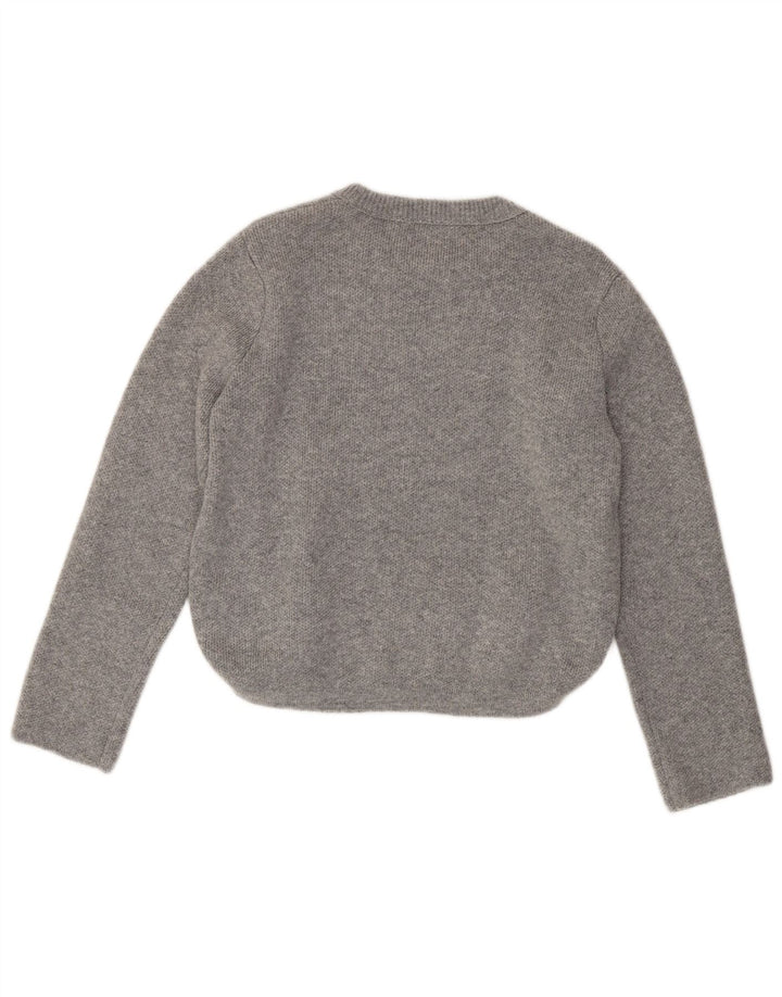 Zara Suéter feminino com gola redonda, Reino Unido 16, grande, cinza, poliamida