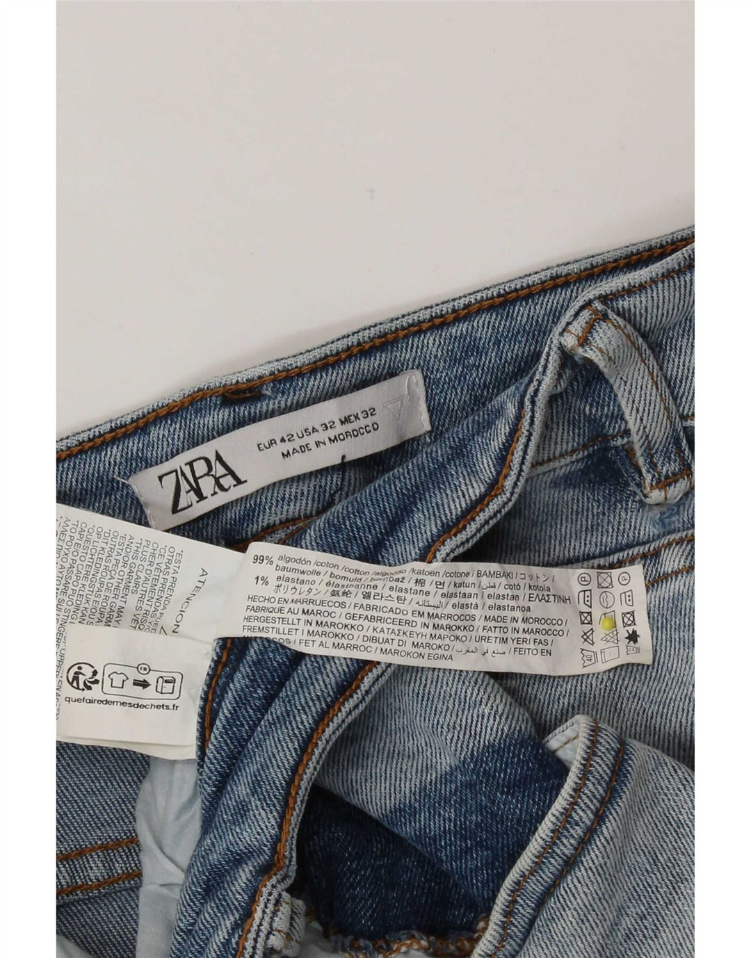 Zara Mens Denim Shorts EU 42 Grande W32 Azul Algodão