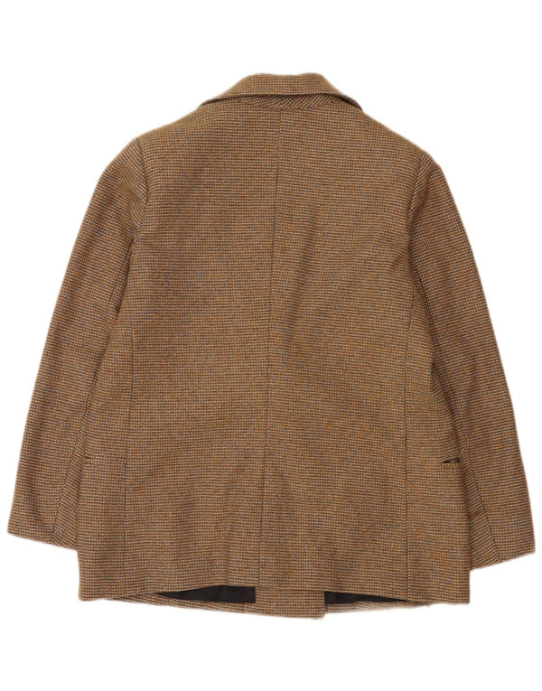 Jaqueta blazer feminina vintage com peito duplo Reino Unido 12 marrom médio manchado