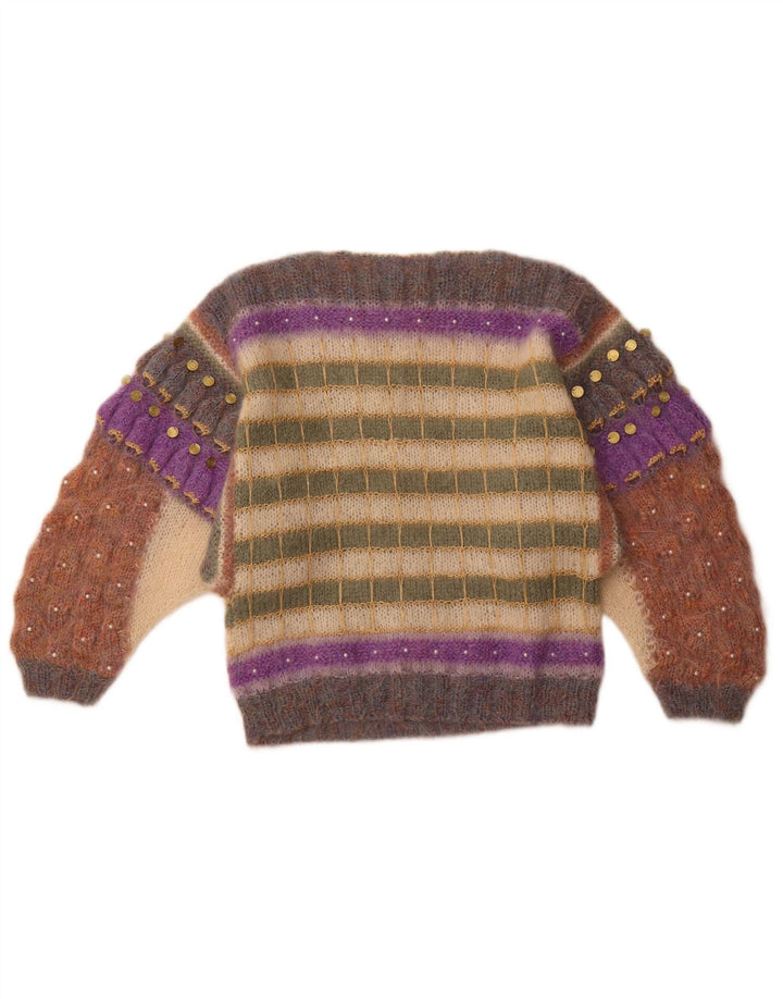 Suéter feminino FIONA MACLEOD com gola canoa Reino Unido 14 médio multicolorido