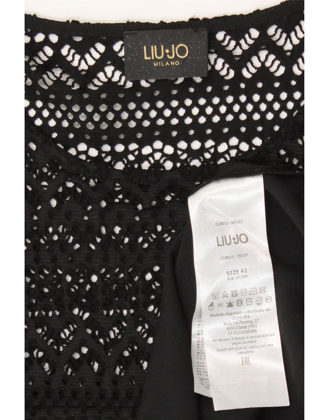 Liu Jo Vestido feminino de crochê linha A IT 42 poliéster preto médio