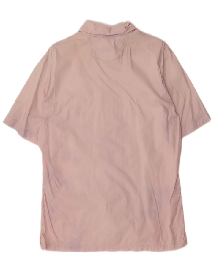 Camisa masculina de manga curta HUGO BOSS algodão rosa médio