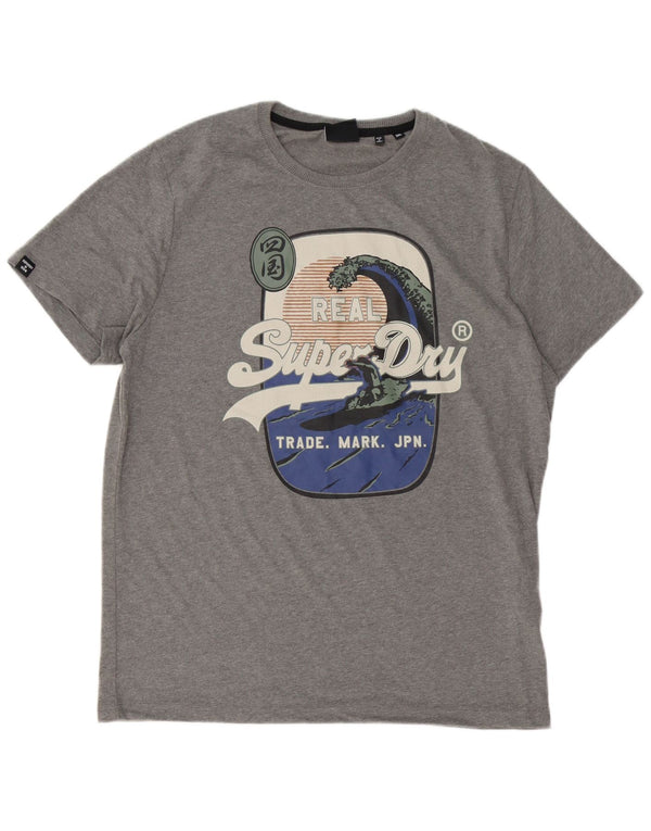 Camiseta gráfica masculina Superdry Top 2XL algodão cinza