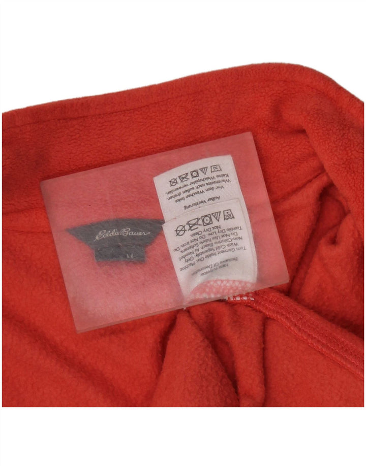 EDDIE BAUER Suéter feminino de lã com gola e zíper Reino Unido 12 poliéster laranja médio