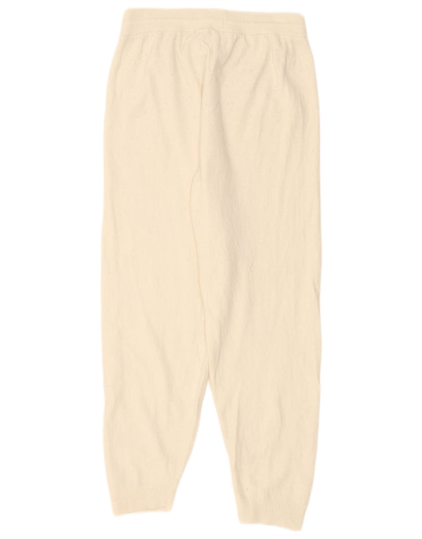 Calça de treino feminina Benetton Joggers UK 14 grande off white poliamida
