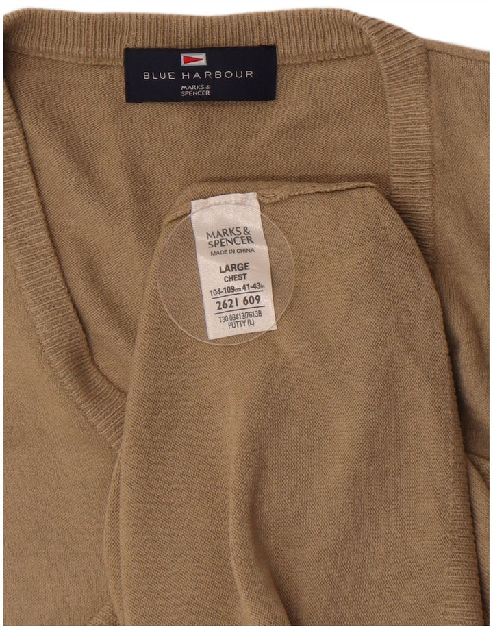 Regata masculina Marks & Spencer Blue Harbor Vest grande acrílico bege