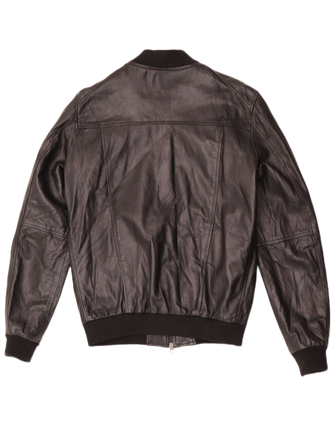 Jaqueta de couro bomber masculina vintage IT 48 couro preto médio