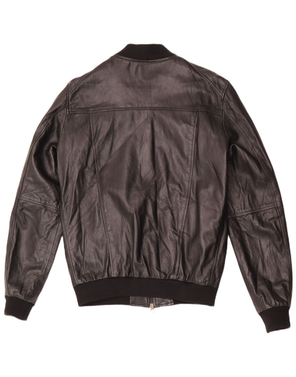 Jaqueta de couro bomber masculina vintage IT 48 couro preto médio