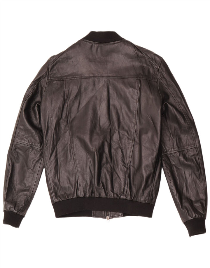 Jaqueta de couro bomber masculina vintage IT 48 couro preto médio