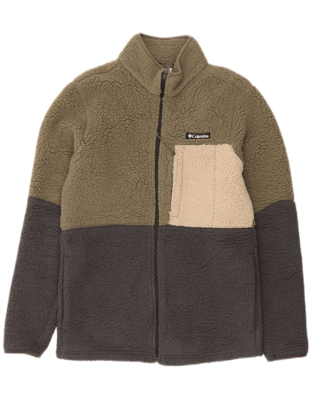 Jaqueta de lã masculina Columbia UK 36 poliéster colorblock cáqui pequeno