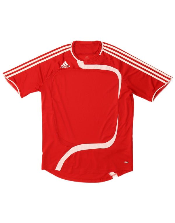 Adidas Mens T-Shirt Top Grande Poliéster Colorblock Vermelho