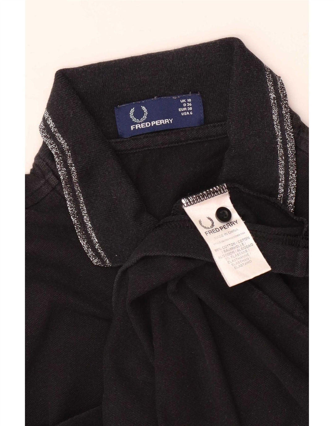Camisa pólo feminina Fred Perry Reino Unido 10 pequeno algodão preto