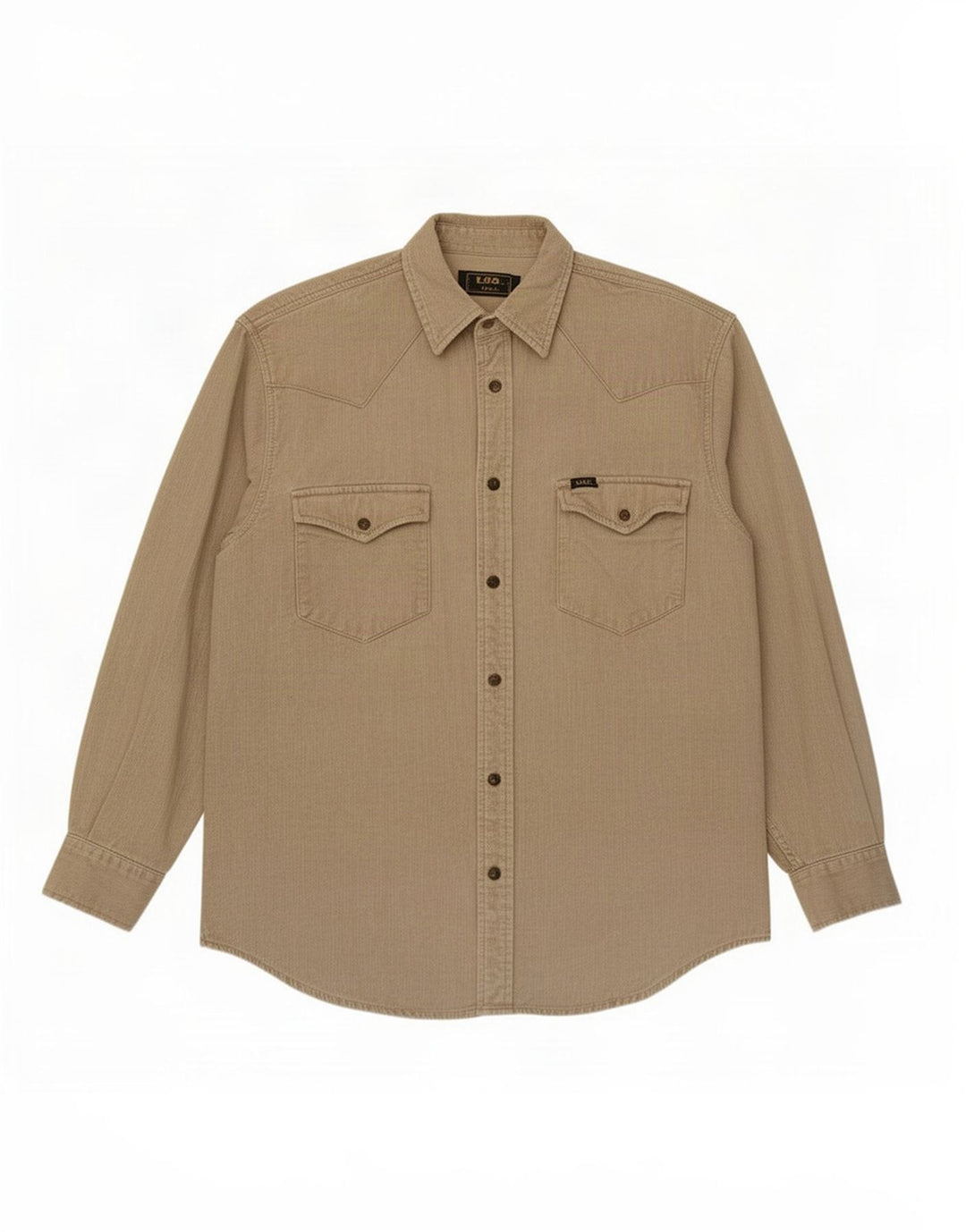 Camisa masculina de veludo cotelê Lee algodão bege médio