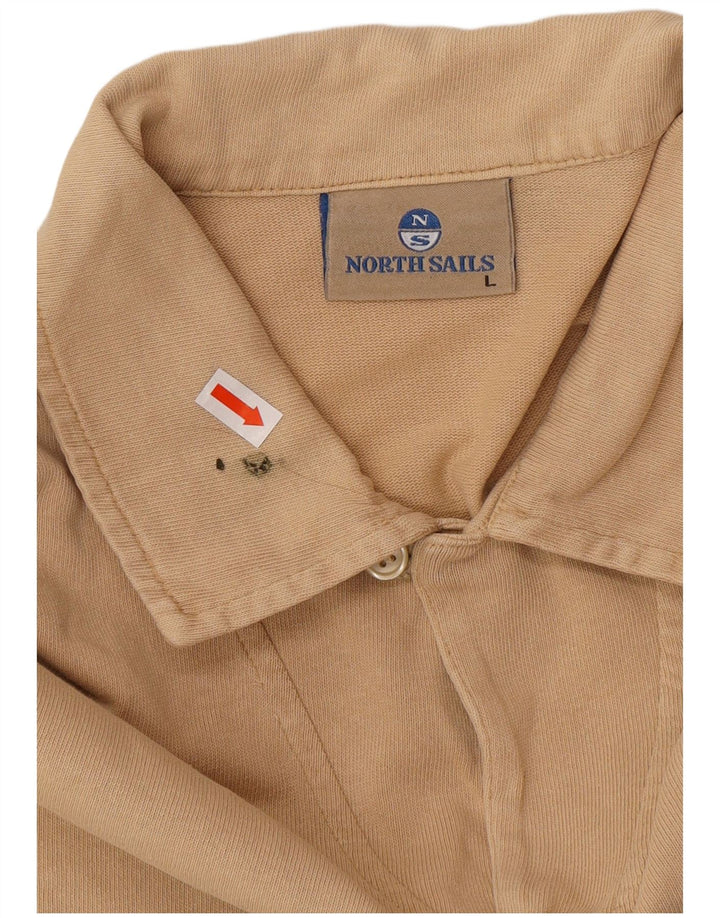 Camisa polo masculina de manga comprida NORTH SAILS grande algodão bege