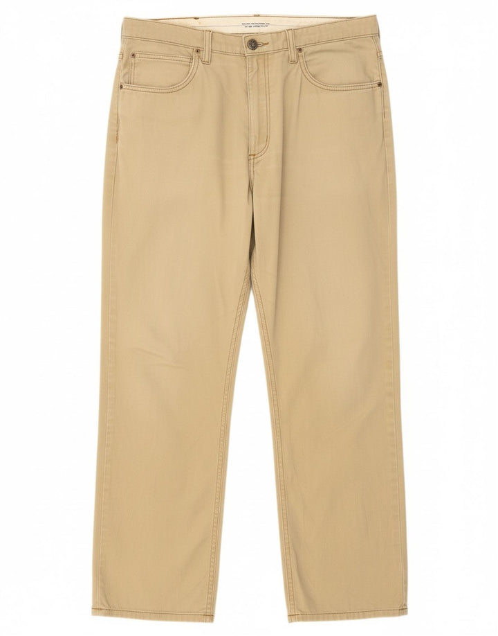 Calça casual reta masculina Brooklyn LEE W34 L30 algodão bege