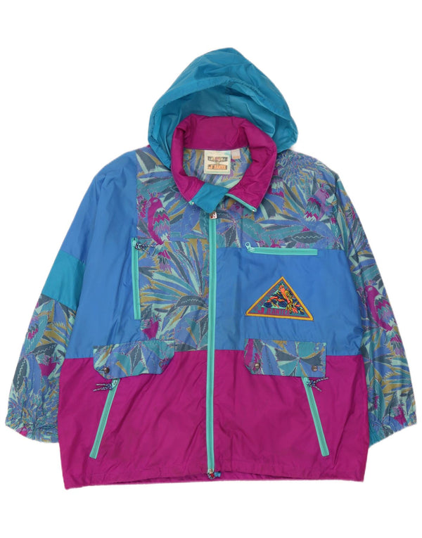 Jaqueta de chuva masculina J Jeantex com capuz e ajuste solto Reino Unido 40/42 grande bloco colorido azul