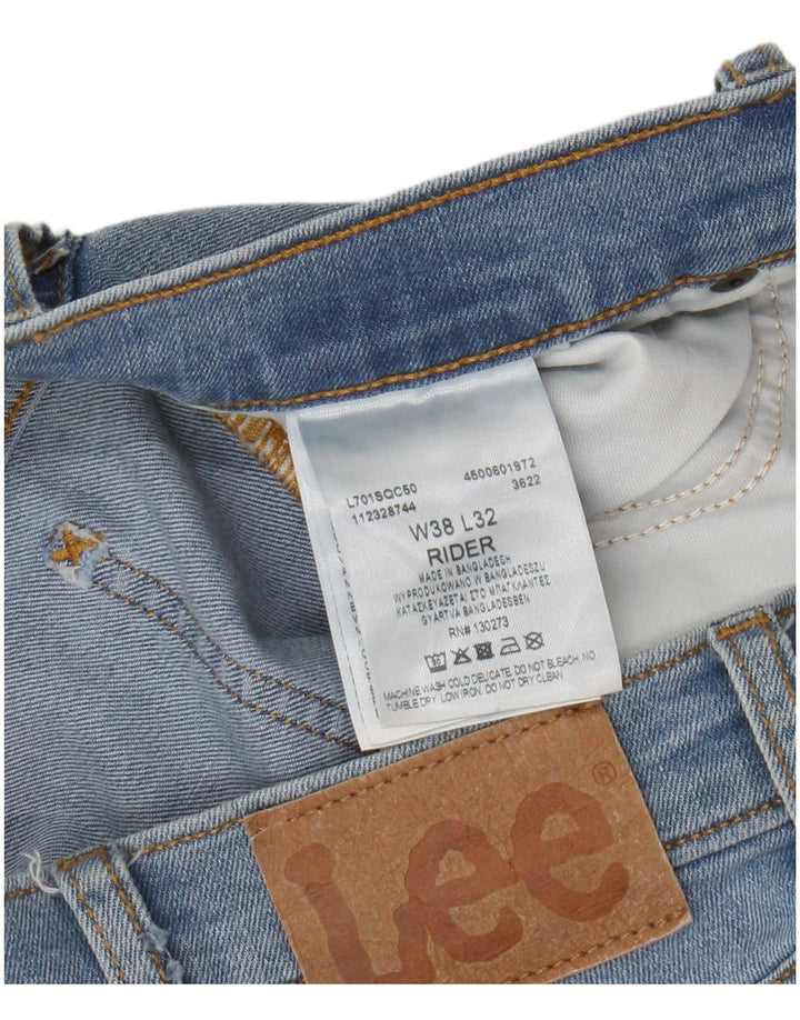 Lee Mens Rider Slim Jeans W38 L32 Azul Algodão