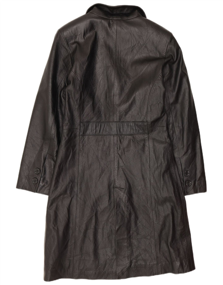 Casaco de couro feminino vintage IT 40 pequeno couro preto