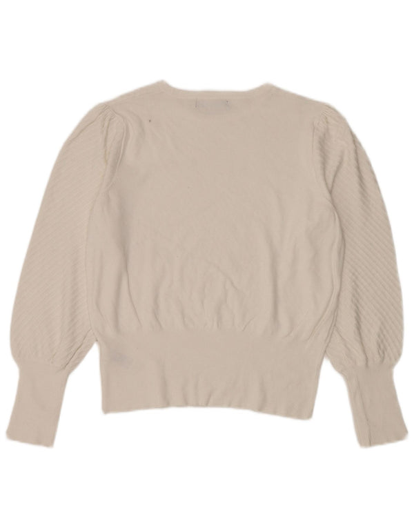 Suéter feminino Marks & Spencer com gola canoa Reino Unido 16 grande off white