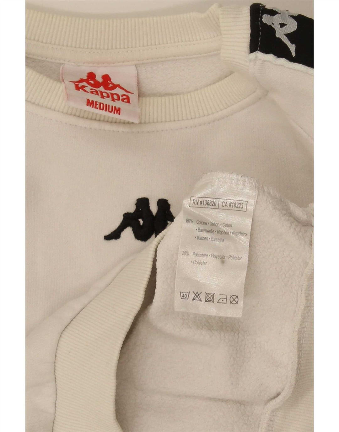 Kappa moletom gráfico masculino jumper médio branco colorblock algodão